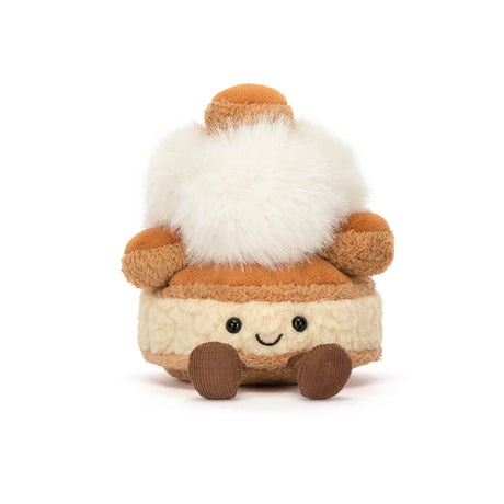 Cute plush Amuseables Mirielle St. Honoré with a white fluffy top and brown body on a white background
