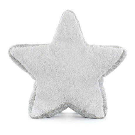 Soft plush star-shaped toy in white and silver tones, designed as Amuseables Silver Star, perfect for cozy décor or as a kid's gift.