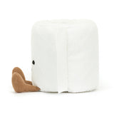 Toilet Roll Amuseables plush toy designed to look like a soft white toilet paper roll with small brown feet, offering a playful and cuddly addition to any toy collection.