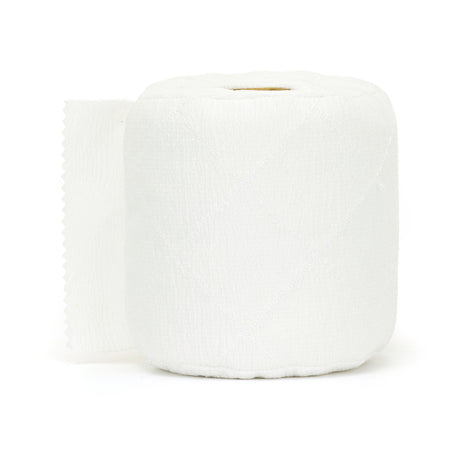 Soft and textured white fabric roll resembling a realistic toilet paper roll, part of the "Toilet Roll Amuseables" collection for playful decor or toys.