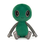 Zyllan Alien green alien plush toy with black eyes on a white background