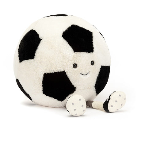 Plush toy Amuseables Sports Soccer Ball with a smiling face on a white background