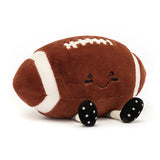 Soft plush football toy with a smiling face and small black feet, designed as a playful companion for children, named Football Sports Amuseables.