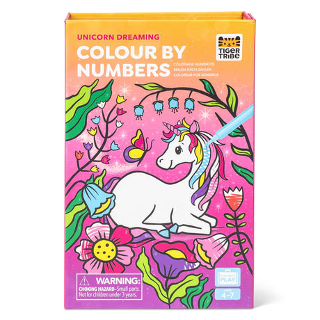 Color By Numbers - Unicorn Dreaming kit packaging with a unicorn design on a white background