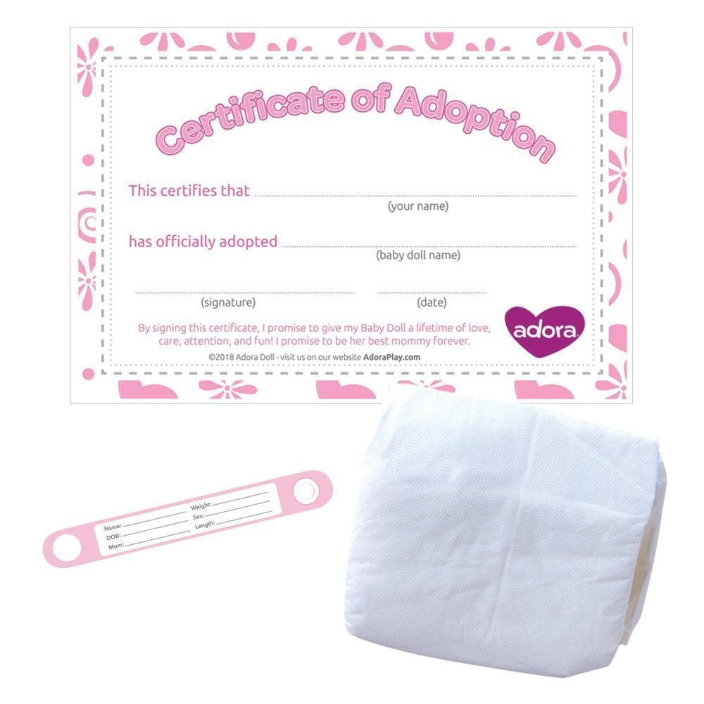 Adora Adoption Babies - Hope certificate of adoption and accessories