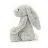 Bashful Silver Bunny Really Big is a soft, cuddly grey plush bunny with long ears and a fluffy white tail, perfect as a comforting toddler toy or a charming gift.
