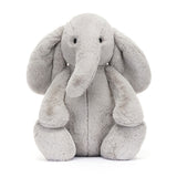 Bashful Luxe Elephant Thuddeus Huge soft gray plush stuffed animal with long ears and trunk, perfect as a cuddly toddler toy or gift from Grandrabbit's Toy Shoppe.