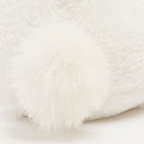 Close-up of the soft, fluffy tail detail on the Bashful Luxe Bunny Luna plush, showcasing its luxurious white fur texture designed for cozy comfort.