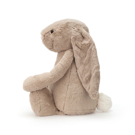 Bashful Beige Bunny Really Big is a soft, cuddly plush stuffed animal featuring long floppy ears and a white fluffy tail, perfect as a toddler toy or kid's birthday gift.