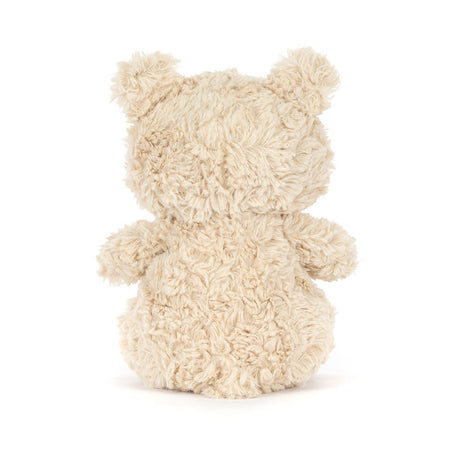 Fluffy beige Bartholomew Bear Junior on a white background