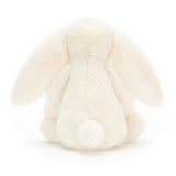 Rear view of a  plush Bashful Bunny Cream Small toy on a white background