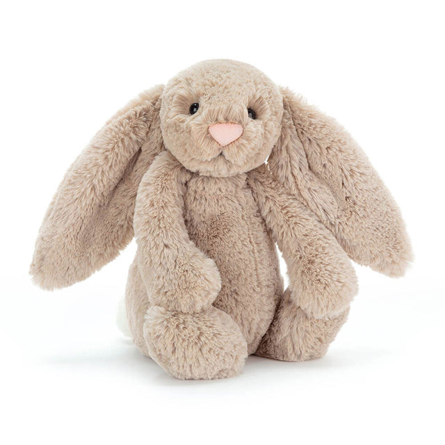 Plush Bashful Beige Bunny Small with a soft beige color on a white background