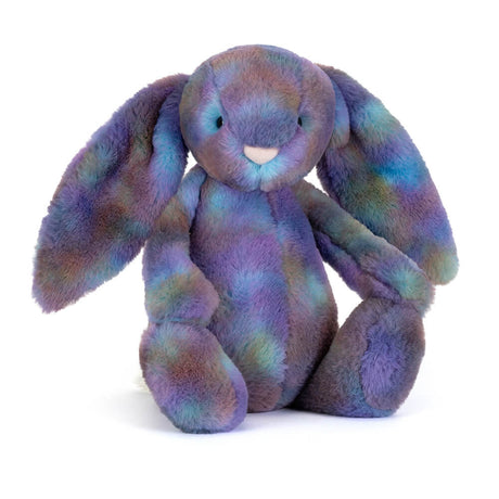 Multicolored Zodihop Luxe Bunny plush bunny toy on a white background