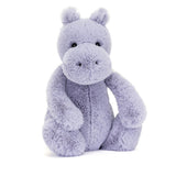 Bashful Hippo is a soft, lavender plush stuffed animal with a friendly expression, perfect as a cuddly toddler toy or children's gift.