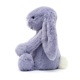 Bashful Viola Bunny Medium is a soft, lavender plush with long floppy ears and a fluffy white tail, perfect as a cuddly stuffed animal for kids and baby toys.