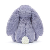 Bashful Viola Bunny Medium plush toy shown from the back, featuring soft purple fur, long floppy ears, and a small white fluffy tail, perfect as a cuddly stuffed animal gift.