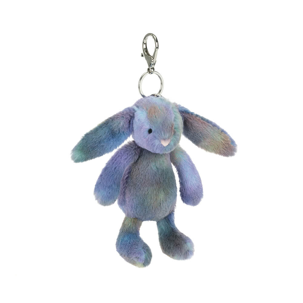 Zodihop Luxe Bunny Bag Charm plush bunny with pastel colors on a white background