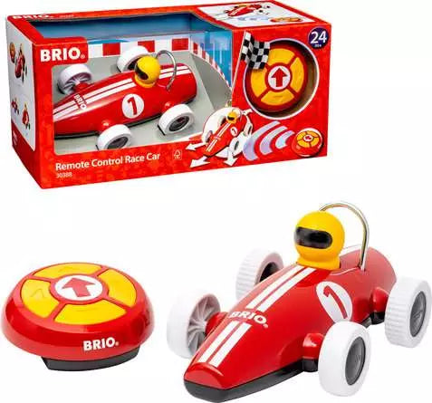 Brio remote control race car with packaging on a white background