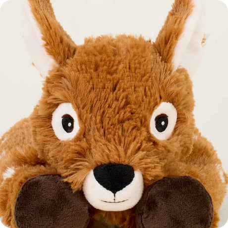 Plush Laying Down Deer Warmies® toy with a white background