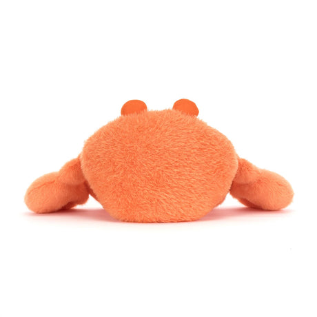 Soft and fluffy orange plush toy shaped like a crab, designed as the Pinchsnap Crab, perfect for children’s play and imaginative fun.