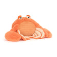 Soft plush Pinchsnap Crab toy in bright orange with large claws and expressive eyes, perfect as a friendly, cuddly addition to any child's toy collection.