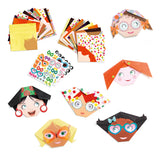 Pretty Faces Origami Paper Craft Kit Set of colorful paper masks with various designs on a white background
