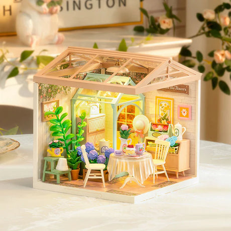  Blooming Tea Garden DIY Miniature House with furniture and decor inside a wooden box