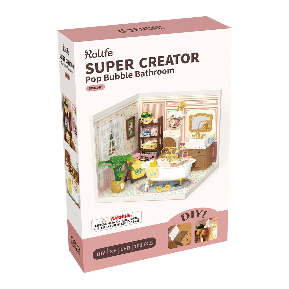 Rolife Super Creator Pop Bubble Bathroom toy set packaging on a white background
