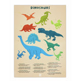 Poster of colorful dinosaur illustrations included with Dinosaur Shimmer Floor Puzzle - 202pcs on a beige background