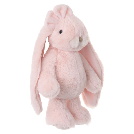 Pink plush Friendly Kanina - Misty Rose bunny toy on a white background