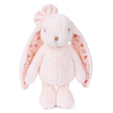 Pink plush Friendly Kanina - Floral Pink bunny with floral details on a white background