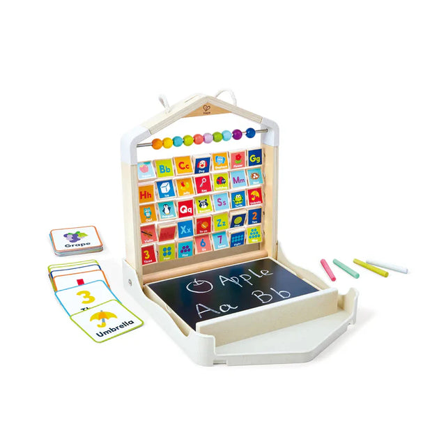 Children's educational Alphabet Learning Pack with alphabet letters, numbers, and a blackboard on a white background