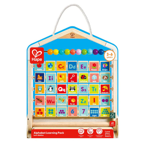 Hape Alphabet Learning Pack educational toy with colorful letters and numbers on a white background