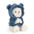 Plush Jacob bear wearing a blue hoodie on a white background