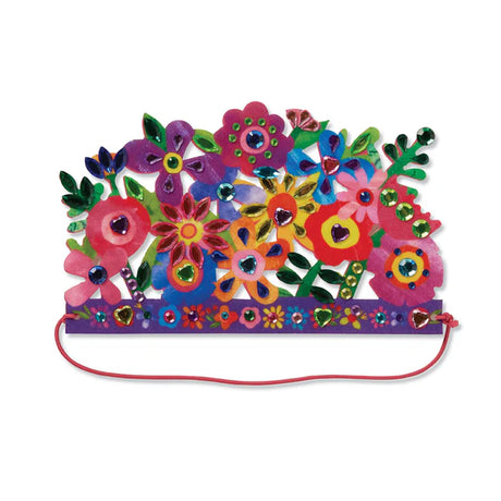 Colorful Jewel Art Crowns - Unicorn Flowers with beads on a white background