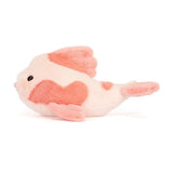 Soft plush Fancy Carp toy in light pink and coral colors, designed as a cuddly stuffed animal perfect for kids and collectors.