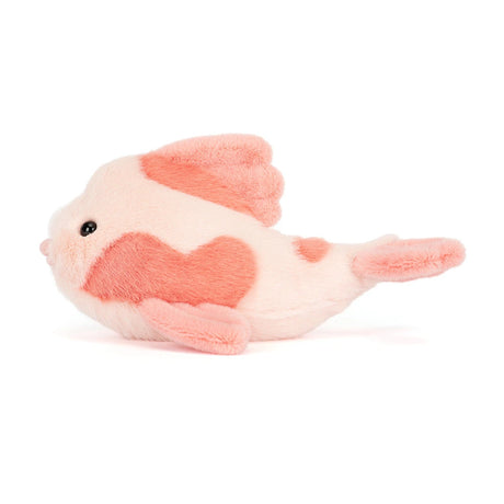 Soft plush Fancy Carp toy in light pink and coral colors, designed as a cuddly stuffed animal perfect for kids and collectors.