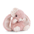 Pink plush Kanina - Antique Pink bunny toy with white accents on a white background