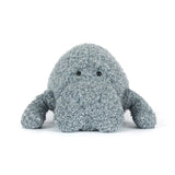 Soft and cuddly gray plush Maffles Manatee toy with a textured surface and small black eyes, perfect for toddler toys and kids' stuffed animal collections.