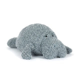 Soft and cuddly Maffles Manatee plush toy in textured gray fabric, designed as a charming stuffed animal perfect for toddler toys and kids' birthday gifts.