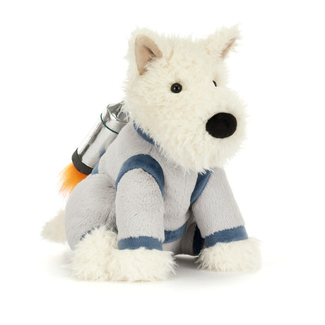 Munro Scottie Dog Space Outfit plush toy dog on a white background