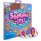 Ooly B.F.F. Shrink-Its DIY Shrink Art Bracelet Kit packaging with shrink art bracelets displayed.