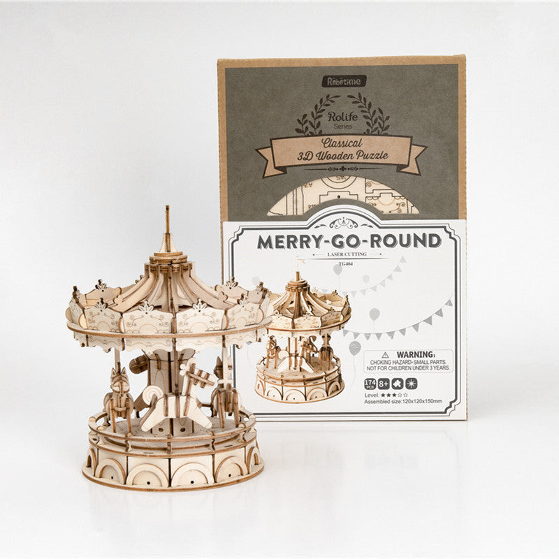 Classic 3D Wood Puzzles; Merry-go-round