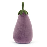 Soft plush toy in the shape of a large purple eggplant with green stem and leaf details, named Amuseables Eggplant Large, perfect as a kids' stuffed animal or gift.