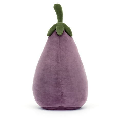 Soft plush toy shaped like an eggplant with a green stem on top, designed as the Amuseables Eggplant Large, perfect as a kid's birthday gift or playful stuffed animal.
