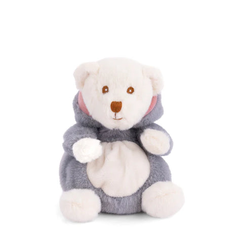 Plush Ziggy Shark bear dressed in a shark costume on a white background