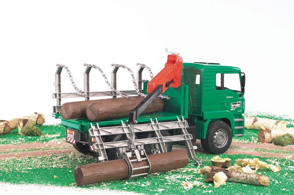 Timber Truck W/ Loading Crane And 3 Trunks