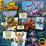 Collage of King of Tokyo board game components including cards and character figures.