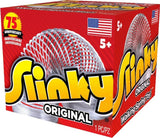 Slinkys Original packaging with red background and yellow text