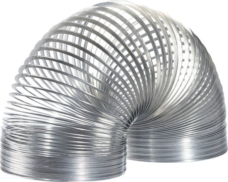 Slinky - Classic a metallic spring toy on a white background